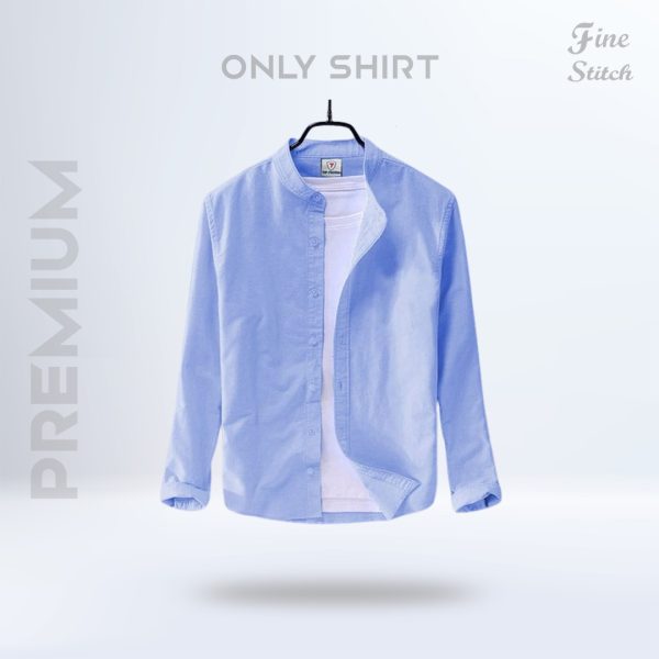Band Collar Shirt -Sky Blue
