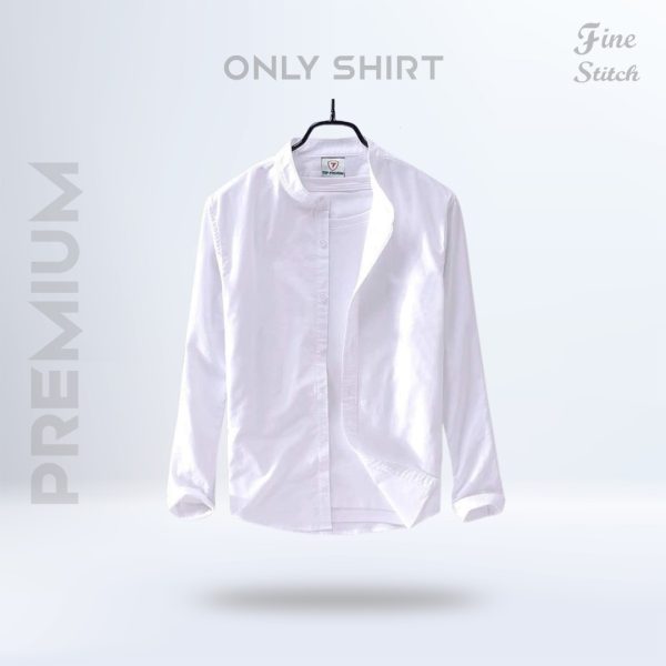 Band Collar Shirt -White